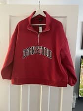 Image of BNWT GORGEOUS LADIES RED QUARTER ZIP SWEATSHIRT SIZE L PETITE