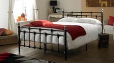 Image of 4FT Small Double Black Metal Bed Frame Vintage Victorian Style Chrome Top
