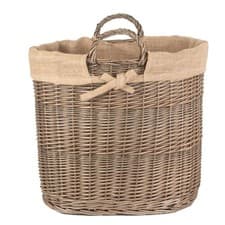 Image of Wicker Hessian Lined Oval Log Basket