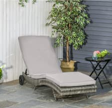 Image of Rattan Sun Lounger Wicker Patio Furniture Large Cushion Set Day Bed Lounge Chair