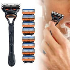 Image of For Gillette Fusion 5 8PCS 5-Layer Shaving Razor Blades Refills with Handle
