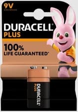 Image of Duracell 9V 100% Plus Power PP3 6LR61 MN1604 Alkaline Batteries 1, 2, 3, 4 Packs