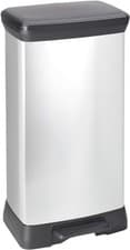 Image of Curver Deco Rectangular Pedal Bin - 50 Ltr - Silver/Black