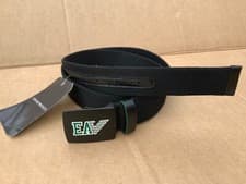 Image of Emporio Armani Mens Plate Belt Fabric /Leather 95-36” Black New RRP £90