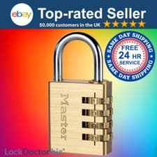 Image of Master Lock Gold Aluminium 4-Wheel Combination Resettable Padlock 40mm (604EURD)
