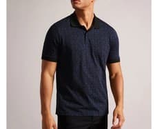 Image of TED BAKER Polo Shirt Mens TB 3 UK M Chapar Navy Logo Printed Short Sleeve NEW