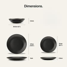 Image of 12pc Black Dinner Set 4 Person Matte Black Dinnerware Set of 12 Pieces