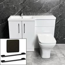 Image of Vanity Unit and Toilet Suite 1100mm L Shape with Black Handles Left Hand Arno