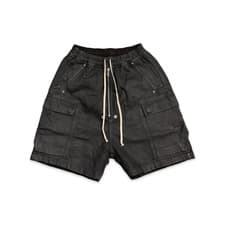 Image of Rick Owens Denim Cargobela Shorts Black Wax