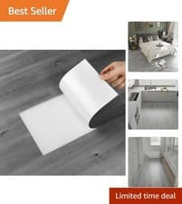 Image of Easy Peel and Stick Grey Wood Effect Vinyl Tiles for Modern Home Décor, 1.35m²