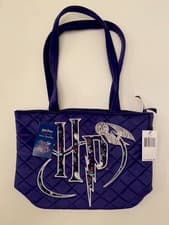 Image of Vera Bradley Harry Potter Hedwig Forbidden Forest Tote Velvet, Purple Bag NWT