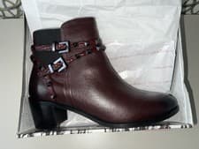 Image of Moda In Pelle Milli Burgundy Pyramid Stud Mid Heel REAL LEATHER Ankle Boots