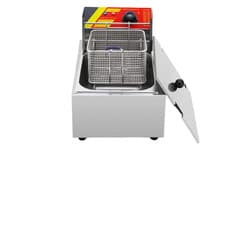 Image of Deep Fryer, Countertop Stainless Steel Single Cylinder Deep Fryer with Basket