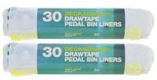 Image of D2W Pedal Bin Liners Drawtape 20L Roll of 30 Bag dimensions: 44.5cm x 45.7cm