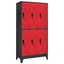 Image of Locker Cabinet Anthracite and Red 90x45x180 cm Steel