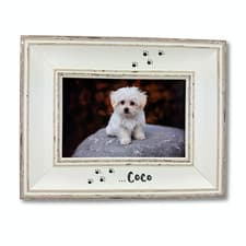 Image of Dog Cat Photo Frame | Personalised Pet's Name Paw Prints Vintage Style 4 Colours
