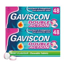 Image of Gaviscon Double Action Mint Flavour Tablets Indigestion Heartburn 48 x 2 (96)