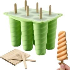 Image of 6 Cavity Silicone Ice Cream Maker Spiral Ice Lolly Mold Popsicle Mould Homemade