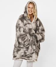 Image of Dreamscene Tie Dye Oversized Hoodie Blanket Wearable Sherpa Fleece Sweatshirt UK