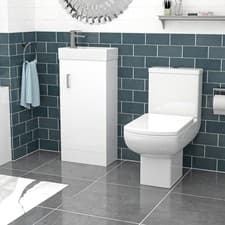 Image of Nes Home 400mm White Basin Vanity & Square Rimless Close Coupled Toilet