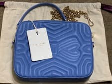 Image of Bnwt Genuine Ted Baker Sunshine Quilted Mid Blue Leather Small Camera Bag