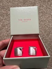 Image of Ted Baker Cufflinks - Brand New Boxed - Silver Square Curve Corner