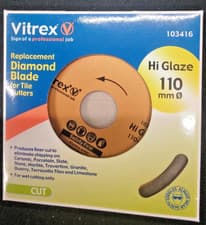 Image of VITREX 110mm HI GLAZE DIAMOND BLADE FOR TILE CUTTERS FOR WET CUTTING ONLY