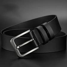 Image of Mens Genuine Leather Belt Belts Real New Buckle For Trouser Jeans Black Brown UK