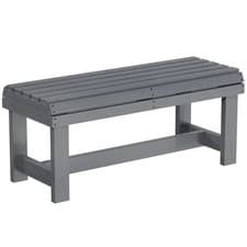 Image of Outsunny Wooden Garden Bench, 2 Seater Slatted Outdoor Bench, Grey