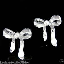 Image of ~Ribbon Bow~ made with Swarovski Crystal Love Knot Holiday Post Earrings Jewelry
