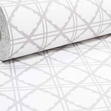 Image of White Purple Lilac Wallpaper Geometric Diamond Vinyl Textured Paste Wall Feature