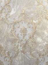 Image of RASCH SIENNA DAMASK BEIGE GOLD VASARI METALLIC ITALIAN LUXURY VINYL WALLPAPER 53