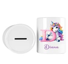 Image of Personalised Baby Gift Memento Child Keepsake Money Box Unicorn themed Money Box