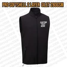 Image of Black Mens Pro 2 Layer Softshell Workwear Gilet CUSTOM PRINTED PERSONALISED