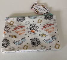 Image of Friends PENCIL CASE 25x18cm STATIONERY MAKE UP JEWELLERY TURQ ZIP LINED On Break