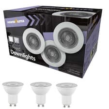 Image of Indoor 3 Pack Fixed Downlights - White - S6324 With 3 FREE GU10 (3000k)
