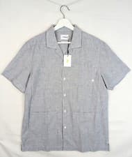 Image of Farah Leckie Button Up Short Sleeve Overshirt - Grey - Medium M - RRP £75