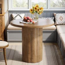 Image of Round Dining Table for 2-4 Person, 80cm Farmhouse Kitchen Table for Dining Room