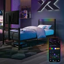Image of X Rocker Basecamp Rgb Single LED Gaming Tv Bed With App Controlled LED Lights