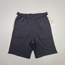 Image of PERRY ELLIS Mens Sweat Shorts Navy Blue Large Fleece Side Stripe