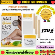 Image of Nad'S 100% Natural Sugar Wax Kit, Vegan, Hypoallergenic, No-Heat Formula Waxing