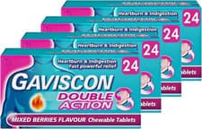 Image of Gaviscon Double Action Mixed Berries Flavour Chewable | 4 X 24 = 96 Tablets