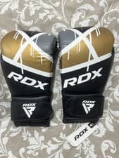 Image of RDX F7 Ego Boxing Gloves 14oz Black And Gold Perfect Fit Adjustment Strap