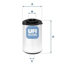 Image of UFI 26.H2O.03 Fuel filter for CITROËN,OPEL,PEUGEOT