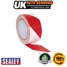 Image of Sealey Hazard Warning Tape 50mm x 33m Red/White HWTRW