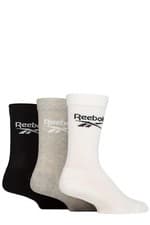 Image of Reebok Socks Mens & Womens Core Ribbed Cushion Cotton Crew 3 Pair Sizes 2.5-12.5