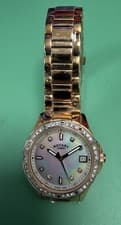Image of New Ladies Rotary rose plated stone set date Quartz Watch LB00098/41 *no Box