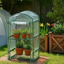 Image of MMini Garden Greenhouse 2 Tier Portable Outdoor Grow House with Shelves & Cover