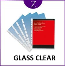 Image of A4 GLASS CLear Pockets Poly Multipunched Heavy Duty 50 70 80 OR 90 Micron