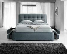 Image of Brand new Luxury Designer Grey Fabric 4 Side Drawers Storage Bed 4ft6 5ft